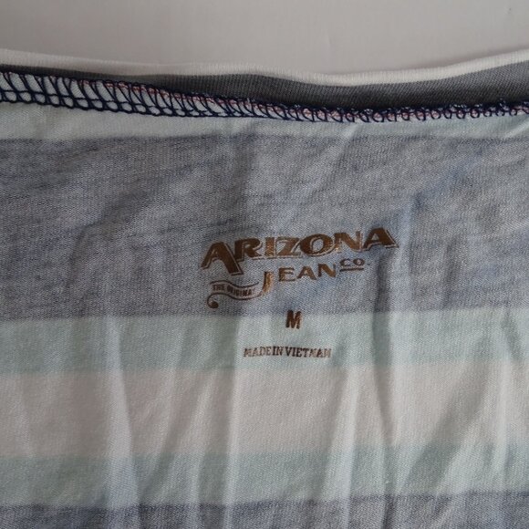 Arizona Jean Co Striped Multicolor Blue Swing Dress Women Size M Short Sleeve - Picture 4 of 8